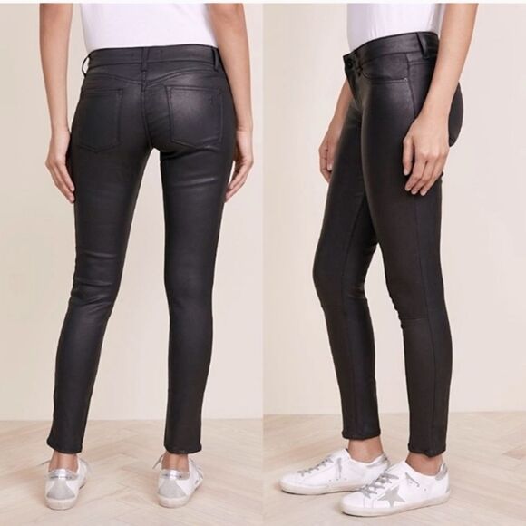 DL 1961 Black Emma Coated Skinny Jeans in Ivy Stretch 25 - Picture 1 of 6